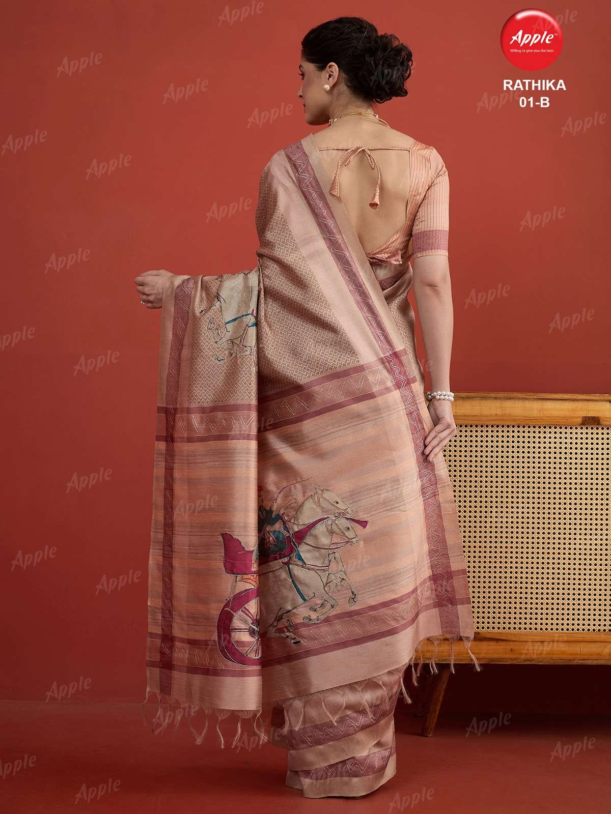 APPLE RATHIKA 1 ART SILK FABRIC WITH HERITAGE ART WORK ON SAREE WHOLESALE IN SURAT 